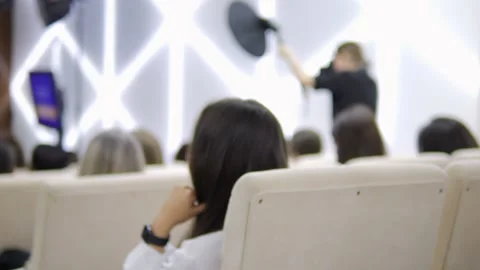 Robot exhibition. Modern robots. Concept of interaction between robot and human. Stock Footage 311327789