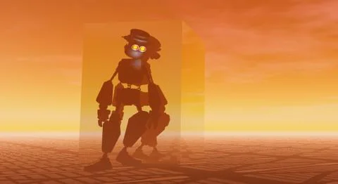 Robot , Exterier scene 스톡 일러스트