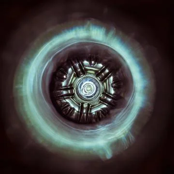 Robot eye created with a flashlight and a plastic bottle Stock Photos