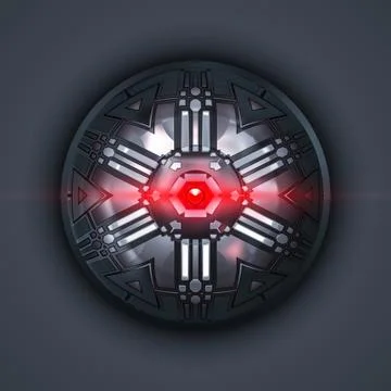A robot eye with red light beam Stock Illustration