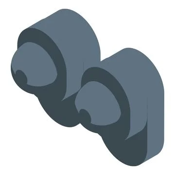 Robot face with big eyes expressing curiosity in isometric view Stock Illustration