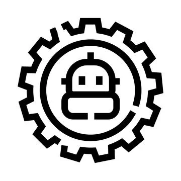 Robot face in cogwheel symbolizing artificial intelligence and automation Stock Illustration