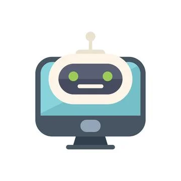 Robot face displaying on a computer screen for artificial intelligence concep Stock Illustration