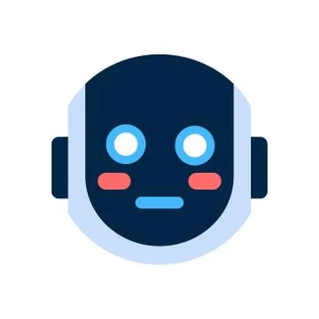 Robot Face Icon Shocked Blushed Face Emotion Robotic Emoji Illustrazione stock