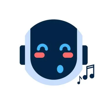 Robot Face Icon Singing Smiling Face Emotion Robotic Emoji Stock Illustration