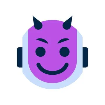 Robot Face Icon Smiling Devil Face Emotion Robotic Emoji Stock Illustration