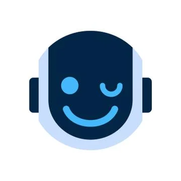 Robot Face Icon Smiling Face Wink Emotion Robotic Emoji Stock Illustration