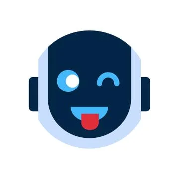 Robot Face Icon Smiling Face Showing Tongue Emotion Robotic Emoji Stock Illustration