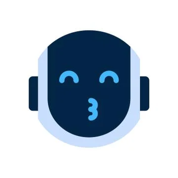 Robot Face Icon Smiling Face Blow Kiss Emotion Robotic Emoji Stock Illustration