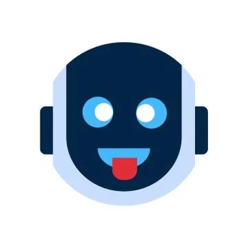 Robot Face Icon Smiling Face Showing Tongue Emotion Robotic Emoji Stock Illustration