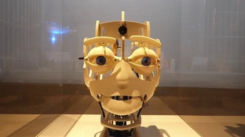 Robot face imitates human 2 Stock Footage 81396374