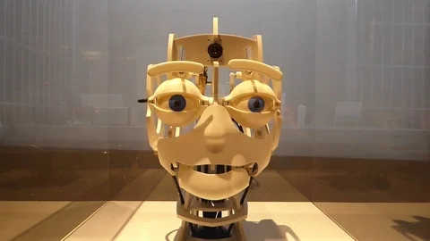 Robot face imitates human Stock Footage 81396339