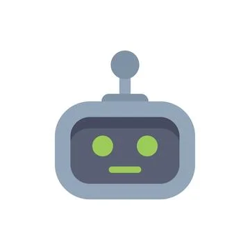 Robot face showing neutral expression on white background Illustrazione stock