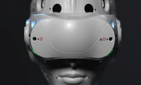 Robot face with VR glasses.  Stock Photos