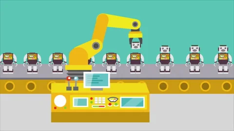 Robot Factory 2D Video stock 283902978