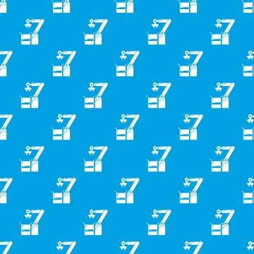 Robot factory pattern seamless blue Stock Illustration