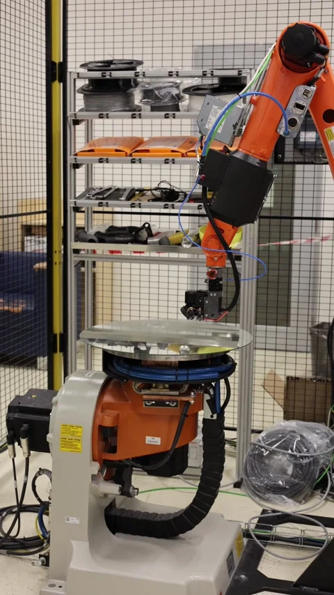 Robot in factory vertical video Stock Footage 286051114