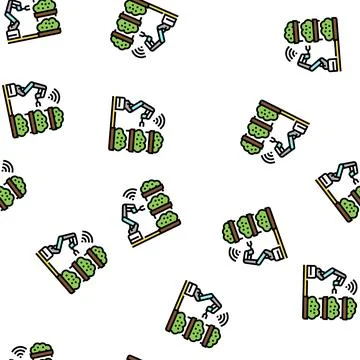 Robot farmer smart farm vector seamless pattern Stock Illustration