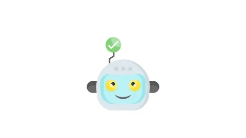 A robot featuring check marks on its head, representing success or validati.. Stock Footage 332199575