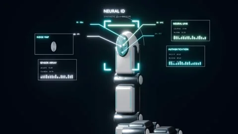 Robot fingerprint scan digital security biometric bg able to loop endless Stock Footage 346292023