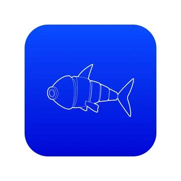 Robot fish icon blue Illustrazione stock