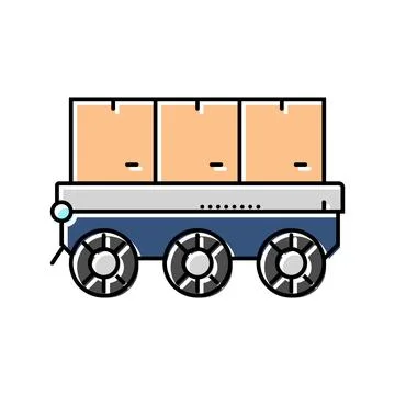 Robot fleet autonomous delivery color icon vector illustration イラスト素材