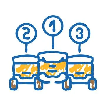 Robot fleet autonomous delivery icon doodle illustration Stock Illustration