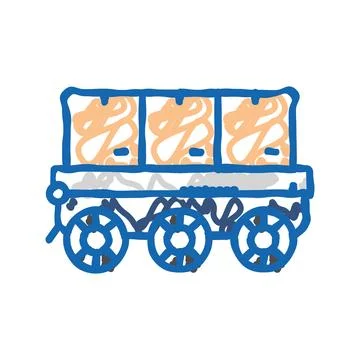 Robot fleet autonomous delivery icon doodle illustration 库存插图