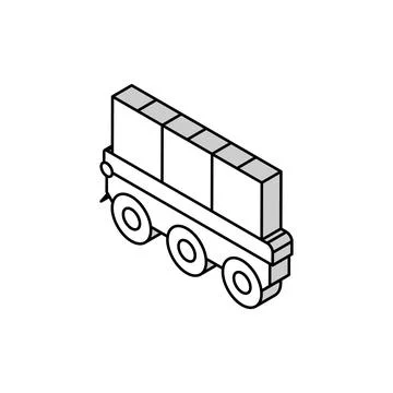 Robot fleet autonomous delivery isometric icon vector illustration イラスト素材