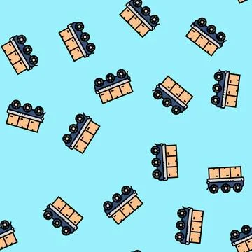 Robot fleet autonomous delivery vector seamless pattern Illustrazione stock