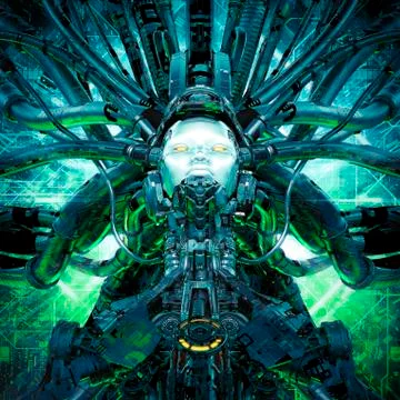 Robot flight cockpit Illustrazione stock