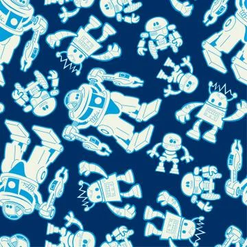 Robot force seamless pattern on a navy background Stock Illustration