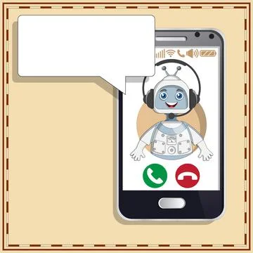 Robot in the form of call center operator in the phone. Stock Illustration