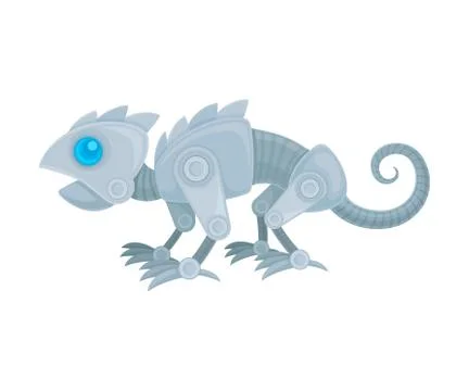 Robot in the form of a chameleon. Side view. Vector illustration on a white Stock Illustration