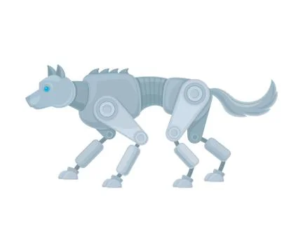 Robot is in the form of a thin wolf. Side view. Vector illustration on a white Stock Illustration