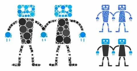 Robot Friends Composition Icon of Round Dots Illustrazione stock