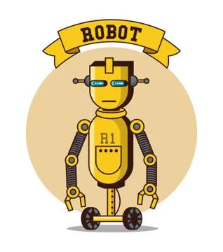 Robot funny cartoon Illustrazione stock
