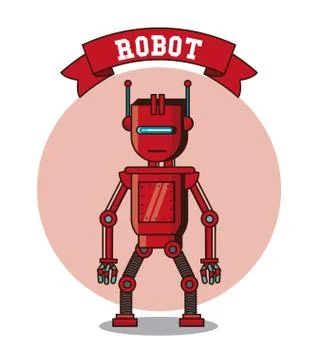 Robot funny cartoon Illustrazione stock