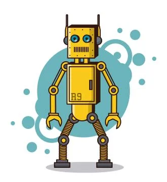 Robot funny cartoon Illustrazione stock
