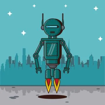 Robot funny cartoon Illustrazione stock