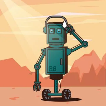 Robot funny cartoon Illustrazione stock