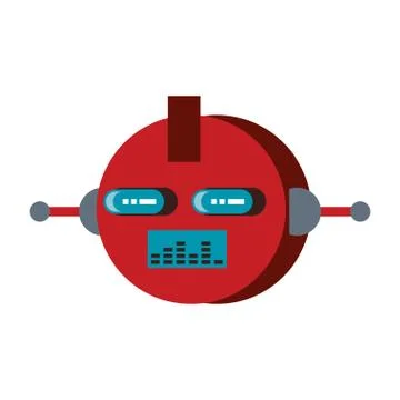 Robot funny character cartoon head isolated Illustrazione stock