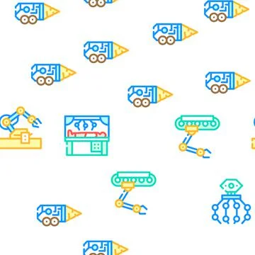 Robot Future Electronic Equipment Icons Set Vector Stock Illustration