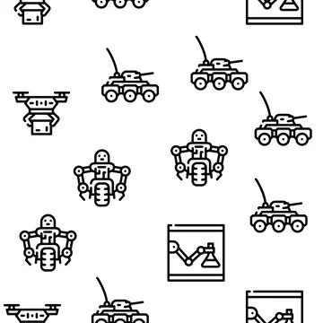 Robot Future Electronic Equipment Vector Seamless Pattern 스톡 일러스트