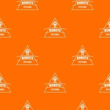Robot future pattern vector orange Stock Illustration