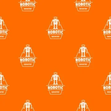 Robot future pattern vector orange Stock Illustration