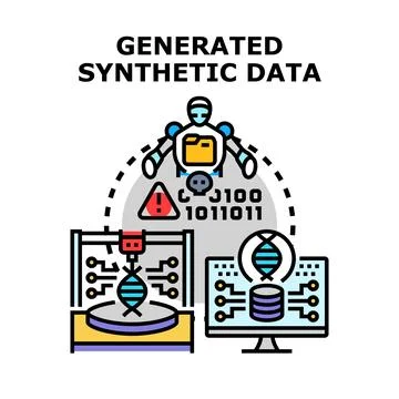 Robot generating synthetic data for scientific research Stock Illustration
