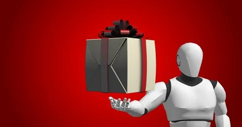 Robot with gift box artificial intelligence Stock Footage 106643028