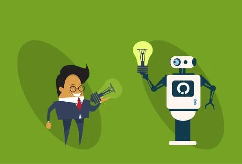 Robot Giving Business Man Light Bulb New Creative Idea And Artificial イラスト素材