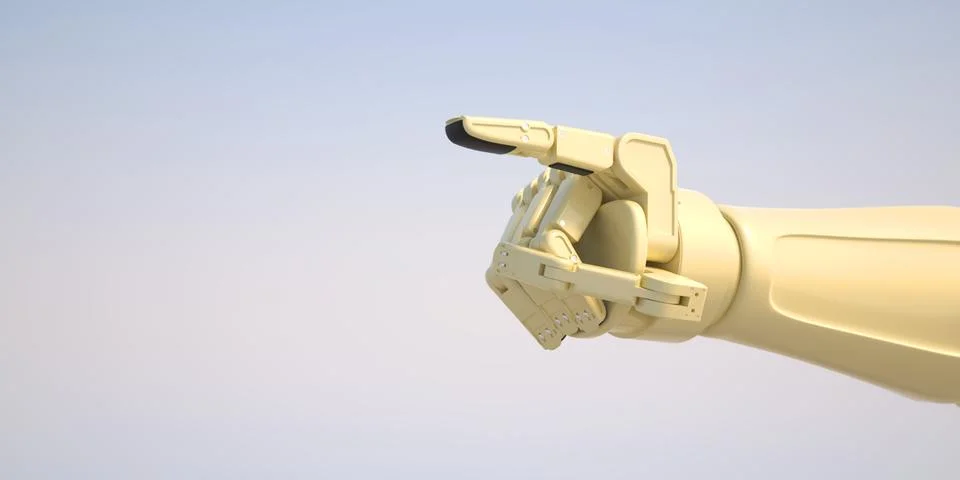 Robot giving command with his index finger Stock Illustration